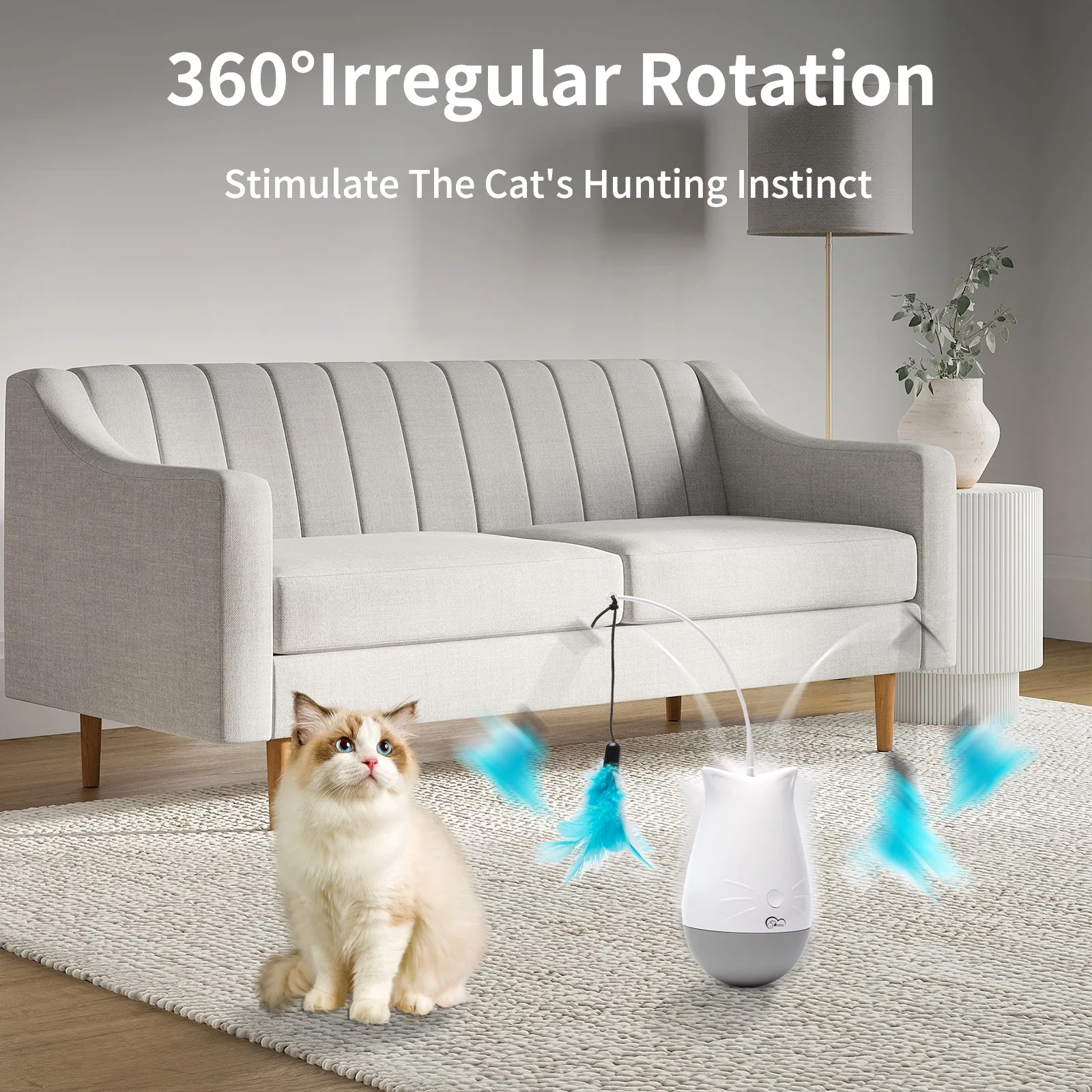 Convenient Premium USB Cat Interactive Toy With Fluttering Feathers Crafted