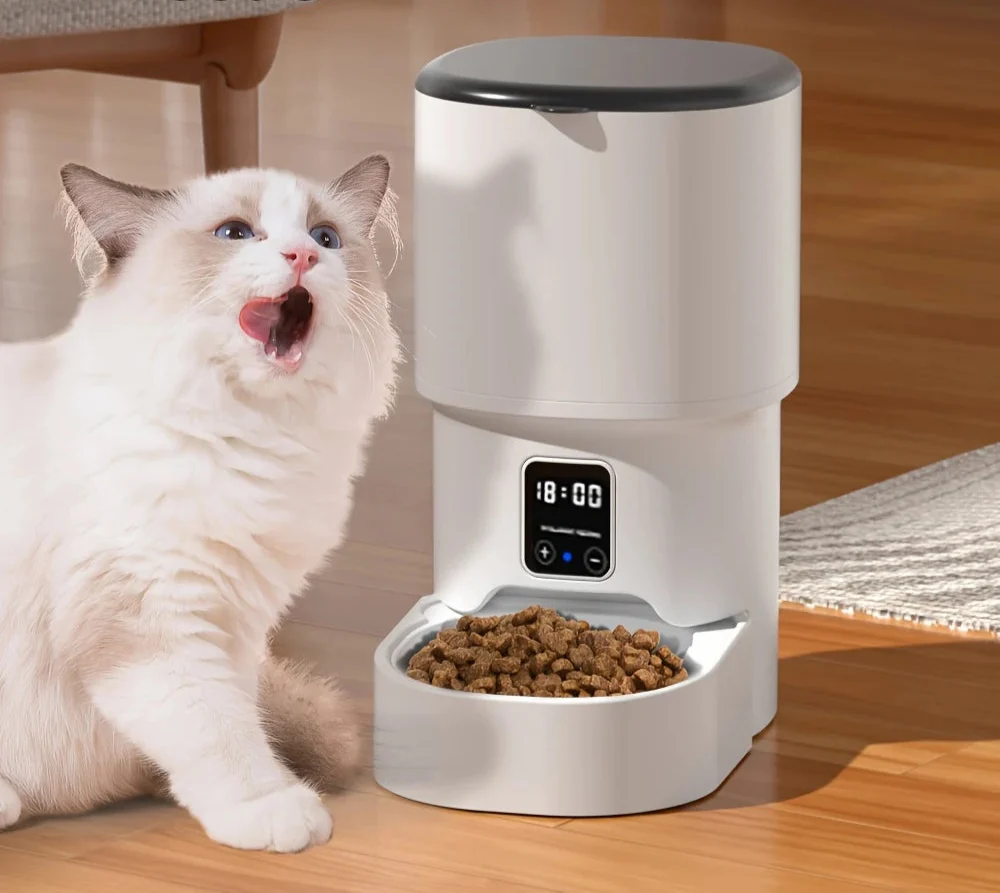 Green Intelligent Pet Feeder with Button Control - 4L Large Capacity LCD Display Pure