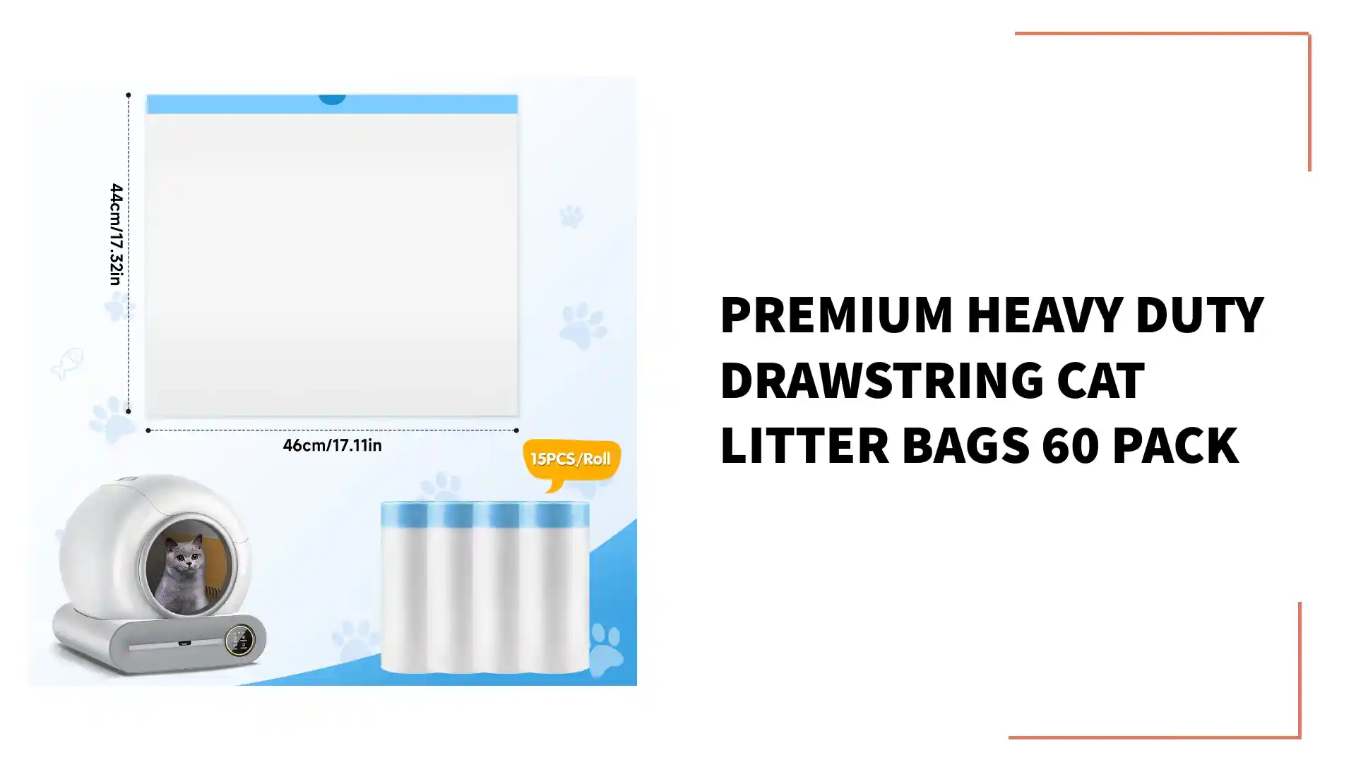 Trusted Premium Heavy Duty Drawstring Cat Litter Bags 60 Pack Advanced