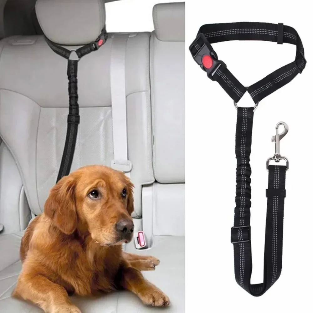 High-Grade 2-in-1 Dog Car Safety Seatbelt - Adjustable Reflective Headrest Restraint Outstanding