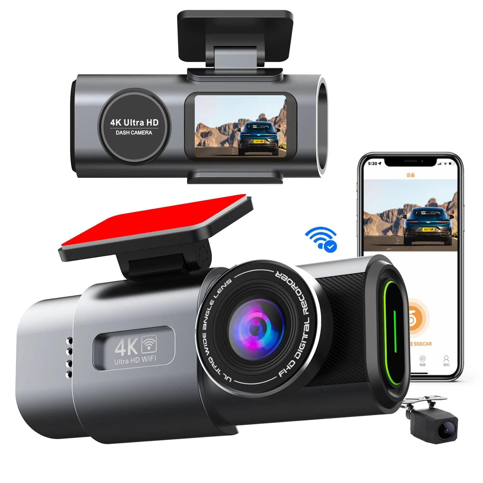 Modern Dashtek Argus II 4K Wifi Dual Front And Rear Dash Cam With 64GB Memory Card Carefully Designed