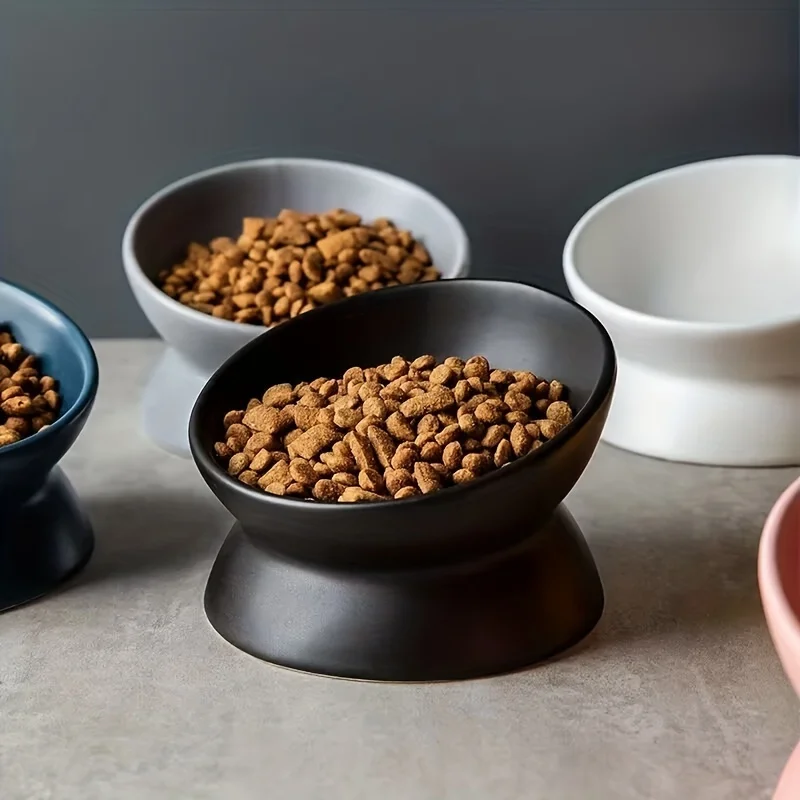 Recyclable d Ceramic Cat Bowl Set - Stress- Raised Feeding Station for Cats Small Dogs Eco-Friendly