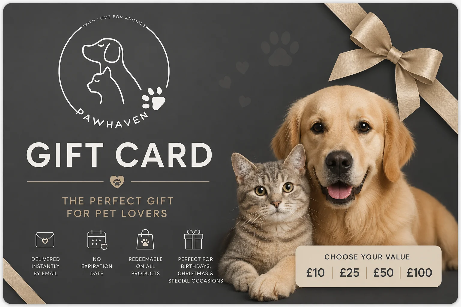 Healthy PawHaven Gift Card For Pet Lovers No Expiry High-Grade
