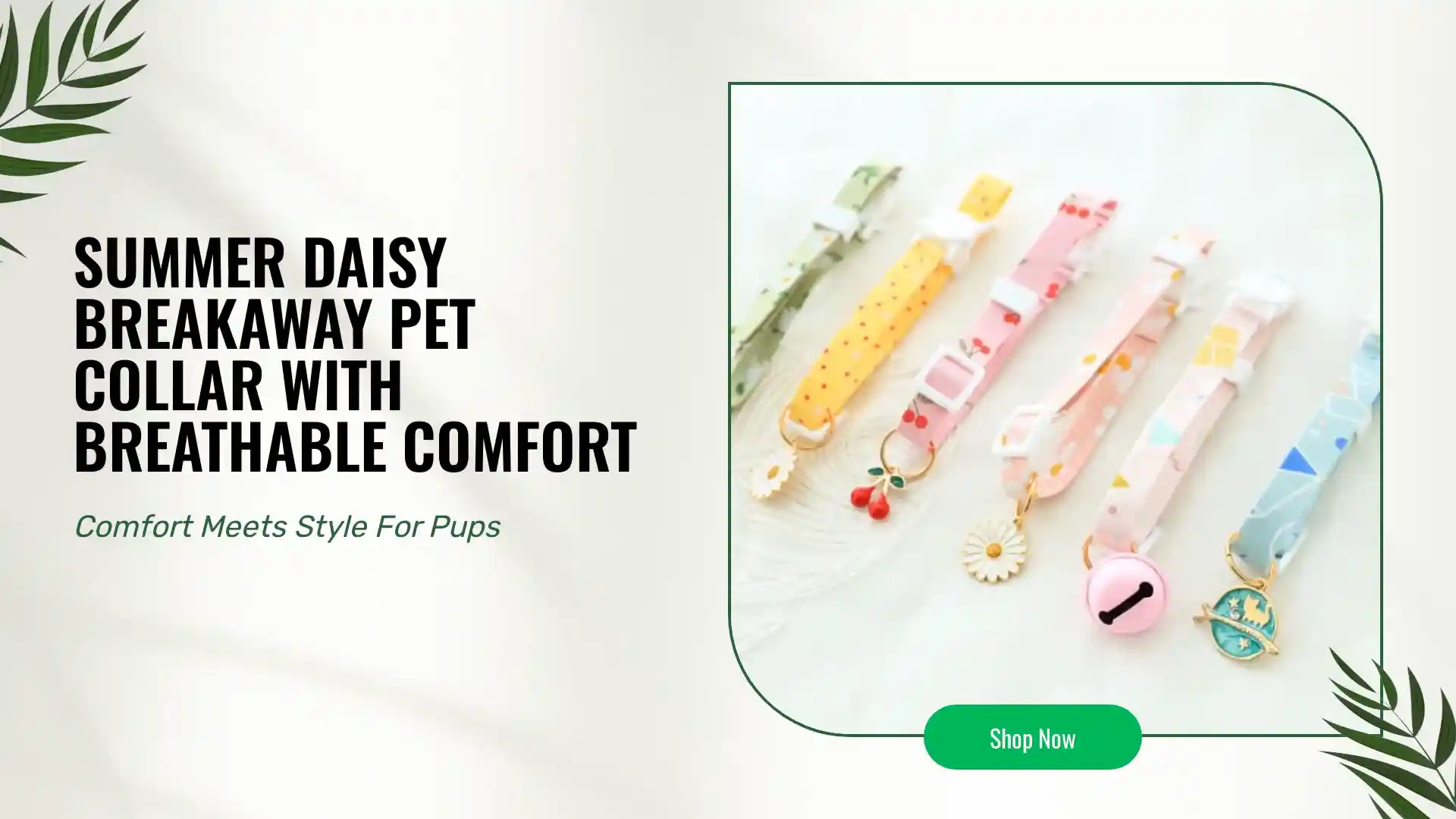 Clean Summer Daisy Breakaway Pet Collar With Breathable Comfort Quality