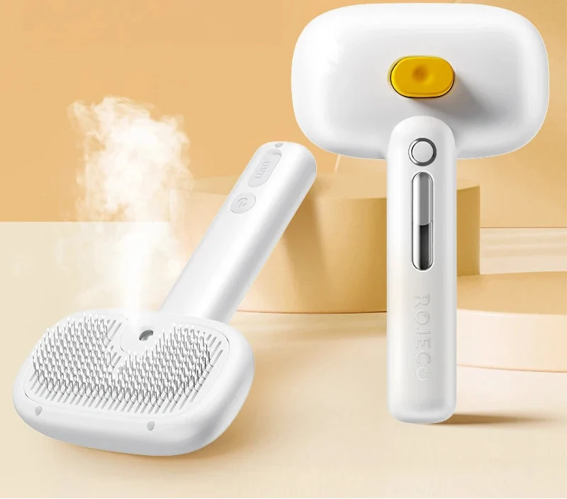 Exclusive Pet Steam Comb - Electric Spray Brush for Dog Cat Hair Removal and Grooming Green
