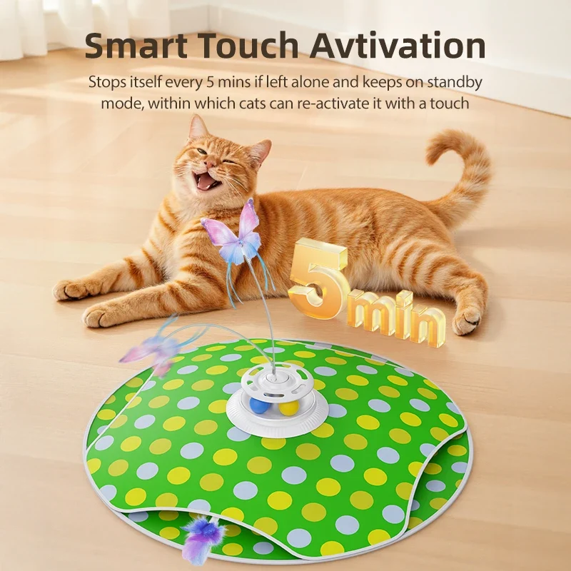 Carefully Designed Interactive Hide Seek Cat Toy - 3-in-1 Smart Feather Butterfly Teaser Convenient