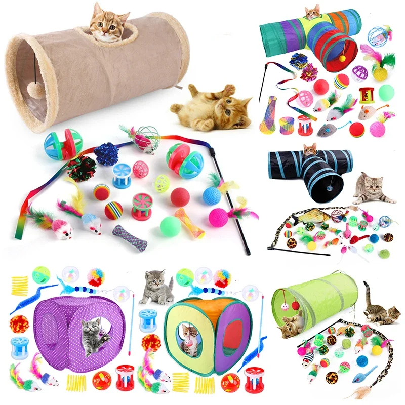 Classic Foldable Cat Play Tunnel Tent - Interactive Toy with Balls Mouse Professional