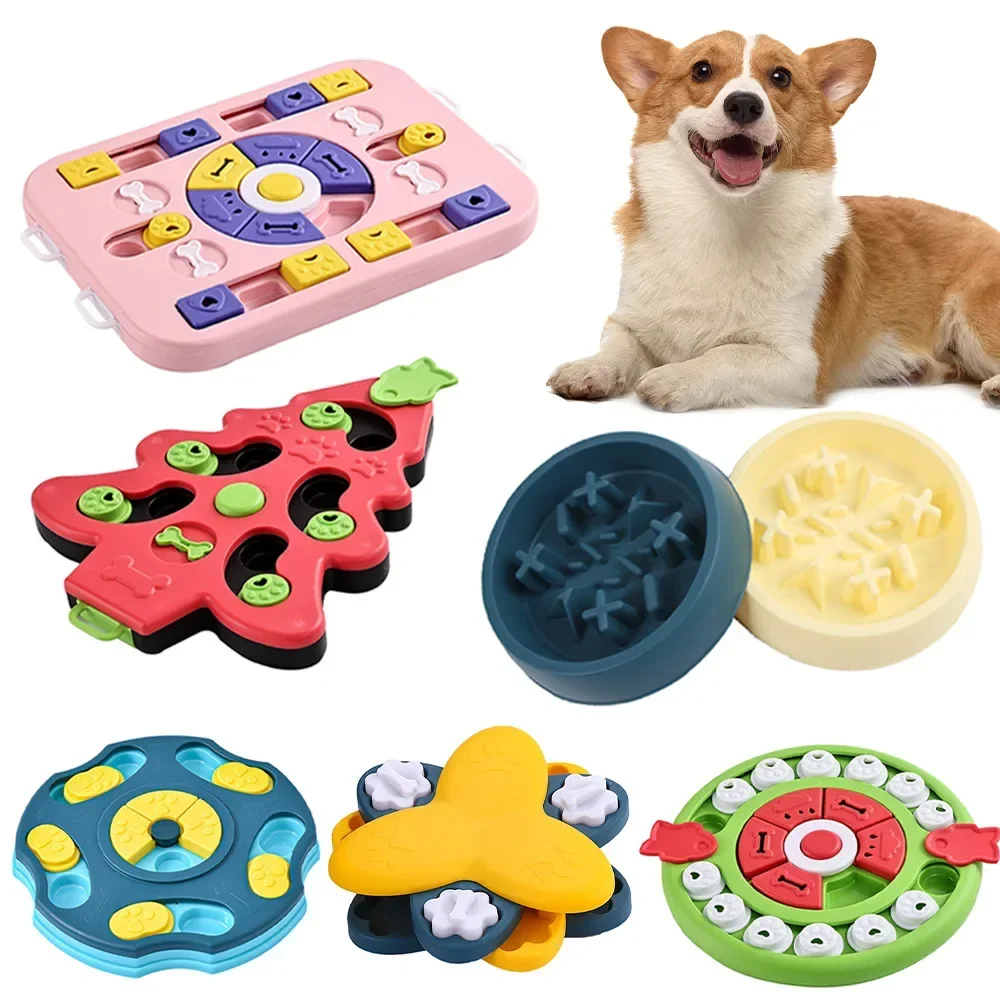 Convenient Interactive Puzzle Feeder Bowl - Slow Eating IQ Training Toy for Dogs Cats Natural
