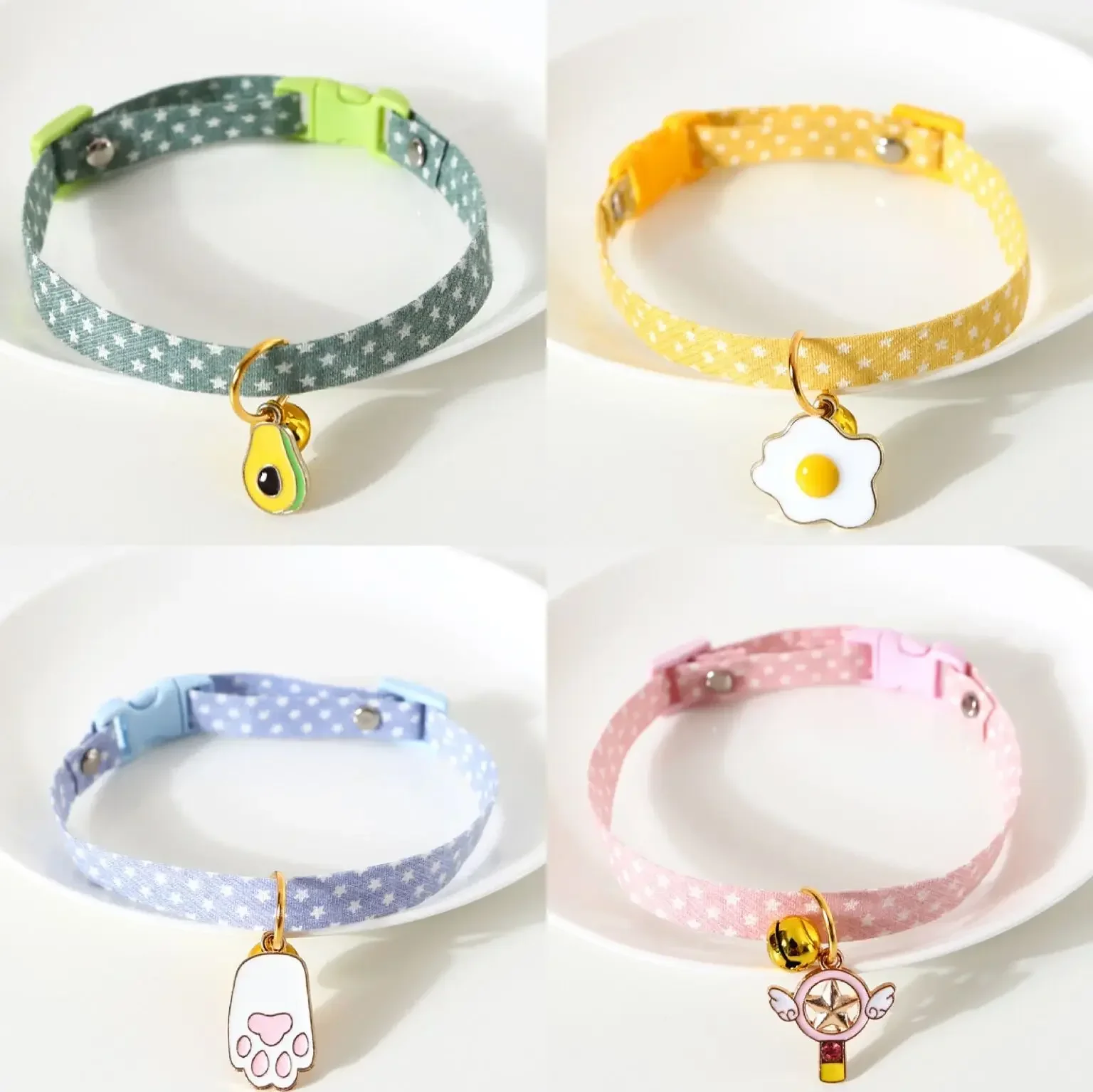 Durable Fruity Avocado Pendant Collar with Bell for Small Dogs and Cats Smooth