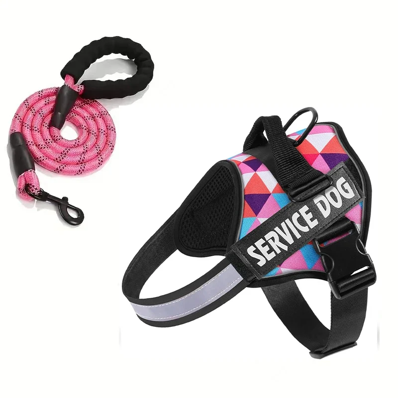 Fashionable Reflective Adjustable Dog Chest Harness Walking Lead for Large Dogs Pure