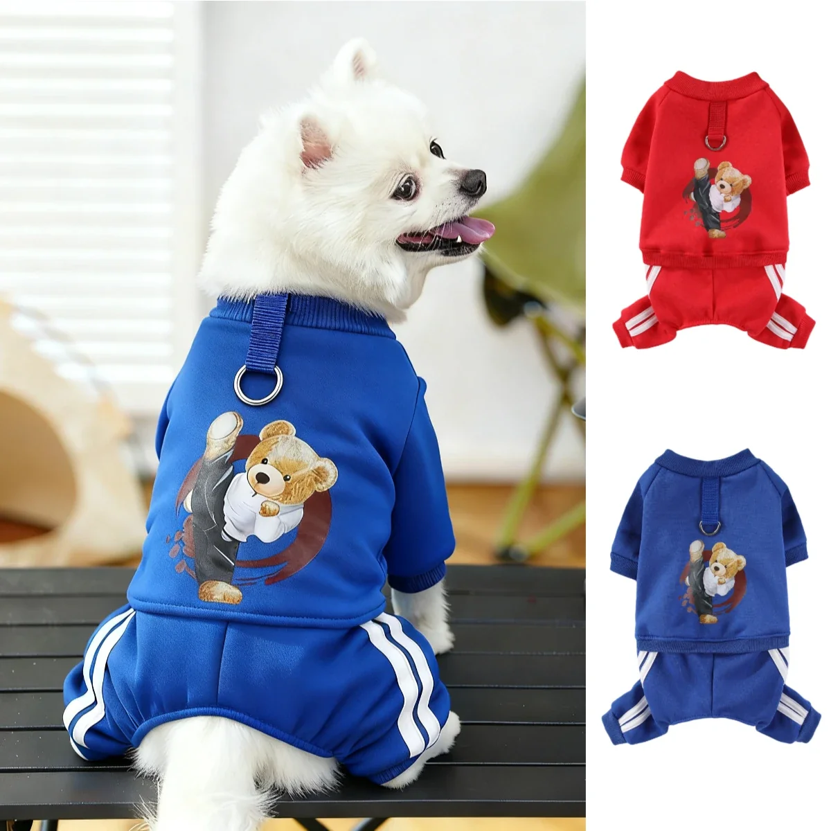 Reliable Dog Fleece Hoodie Jumpsuit Warm Autumn Winter Sweatshirt for Puppies Cats Small Dogs Recyclable