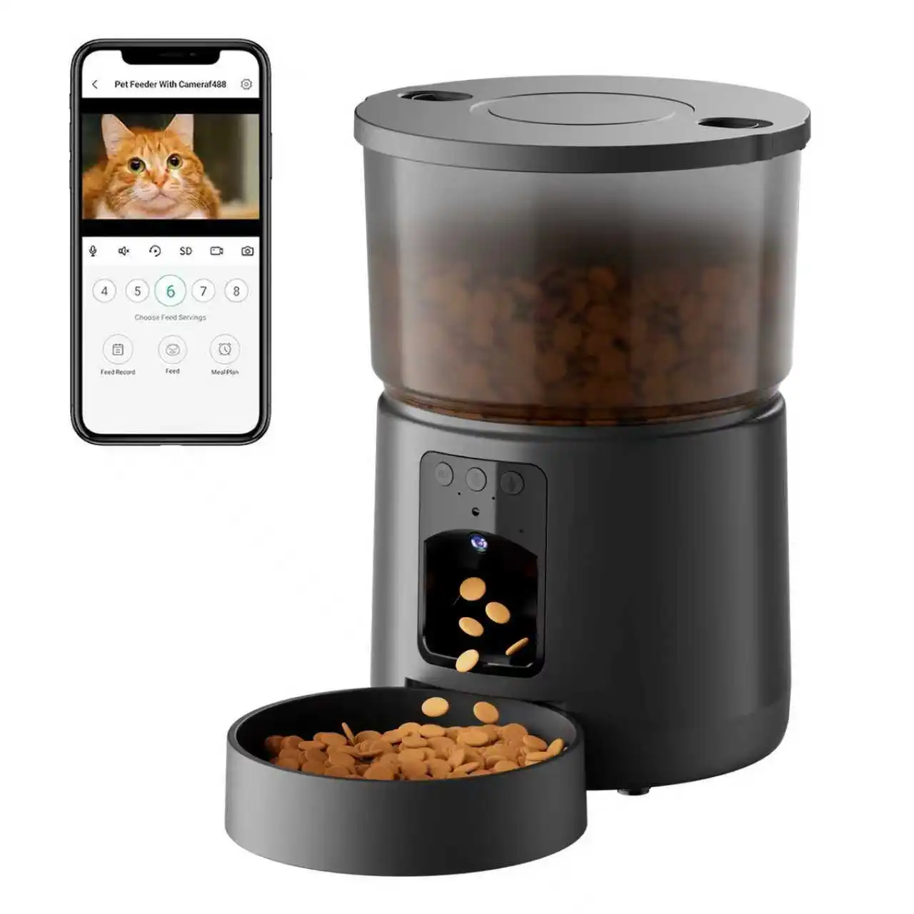 Unique Automatic Cat Dog Feeder with Camera — Dual Band WiFi Anti-Clog Voice Intercom Trendy