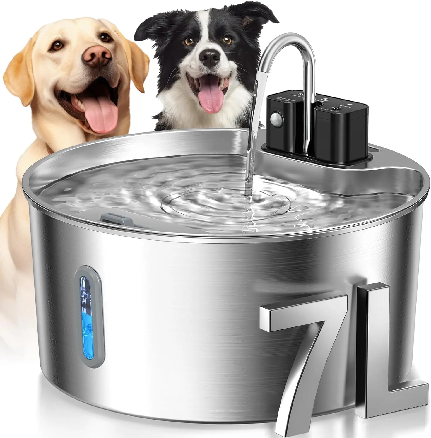 Trendy 7L Wireless Induction Stainless Steel Cat Water Fountain — Cordless Indoor Artisan
