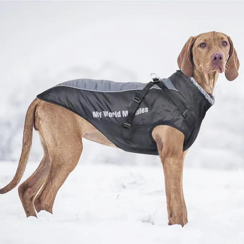 Sustainable Waterproof Fleece Dog Jacket with Furry Collar Reflective Trim Original Design