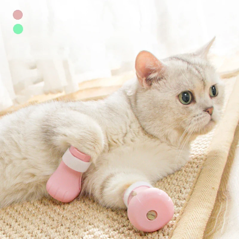 Carefully Designed Anti-Scratch Silicone Paw Protector Boots for Cats – Set of 4 Environmentally Friendly