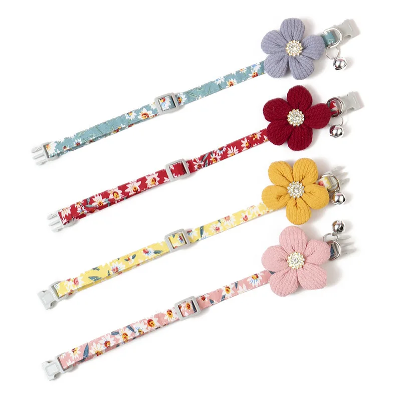 Sustainable Adjustable Flower Collar Bandana for Cats Small Dogs First-Class