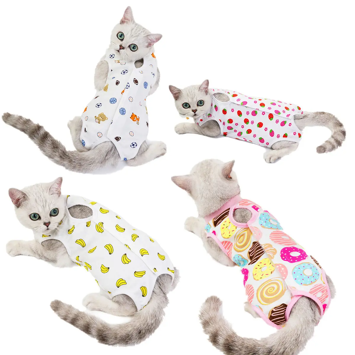 Recyclable Post-Surgery Recovery Jumpsuit for Cats Small Dogs Durable