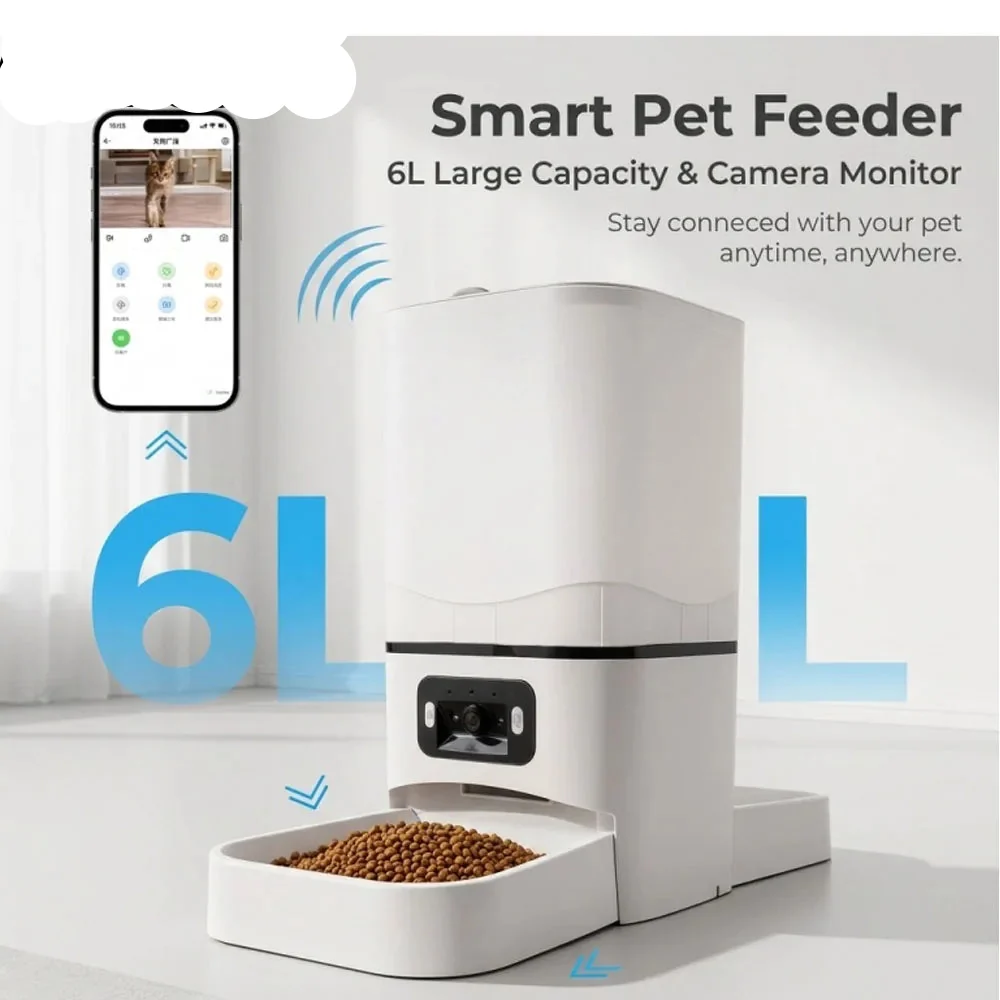 World-Class 6L Smart Dual-Bowl Pet Feeder with 180° Dual Camera WiFi