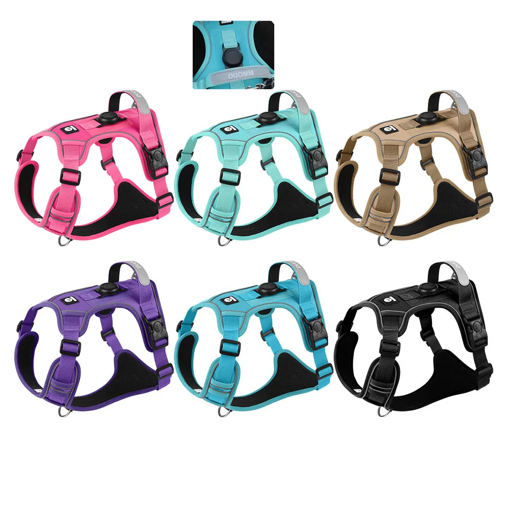 Outstanding Tactical No-Pull Dog Harness with AirTag Holder – Reflective Vest for Medium Large Dogs Traditional