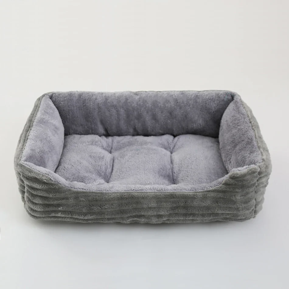 Casual Square Plush Calming Dog Cat Bed – Waterproof Oxford Sofa Cushion for Small Medium Pets Lightweight
