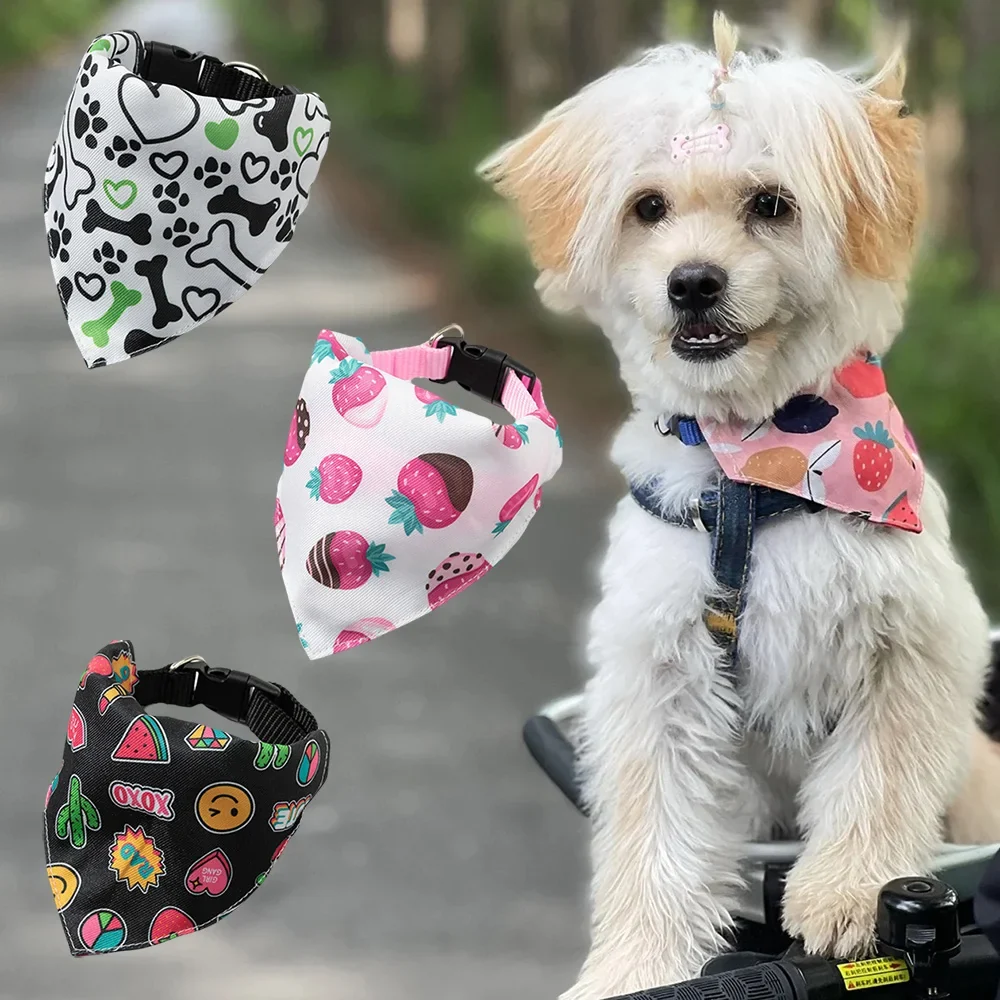 Soft Printed Dog Collar with Bandana Bib for Cats Small Dogs Relaxed