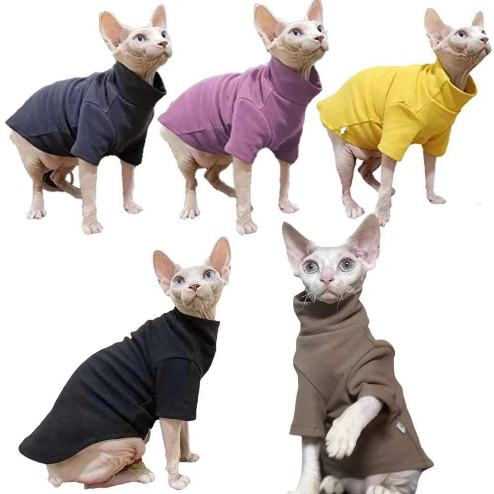 Easy-to-Use Fleece Turtleneck Cat Sweater Warm Autumn Winter Pullover for Cats Kittens Recyclable