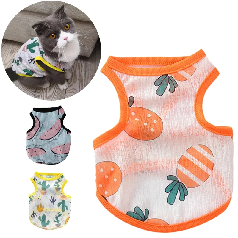Exclusive Printed Sun Protection Vest for Cats Kittens Small Pets Ultra-Thin Summer Clothing XS–XL Sophisticated