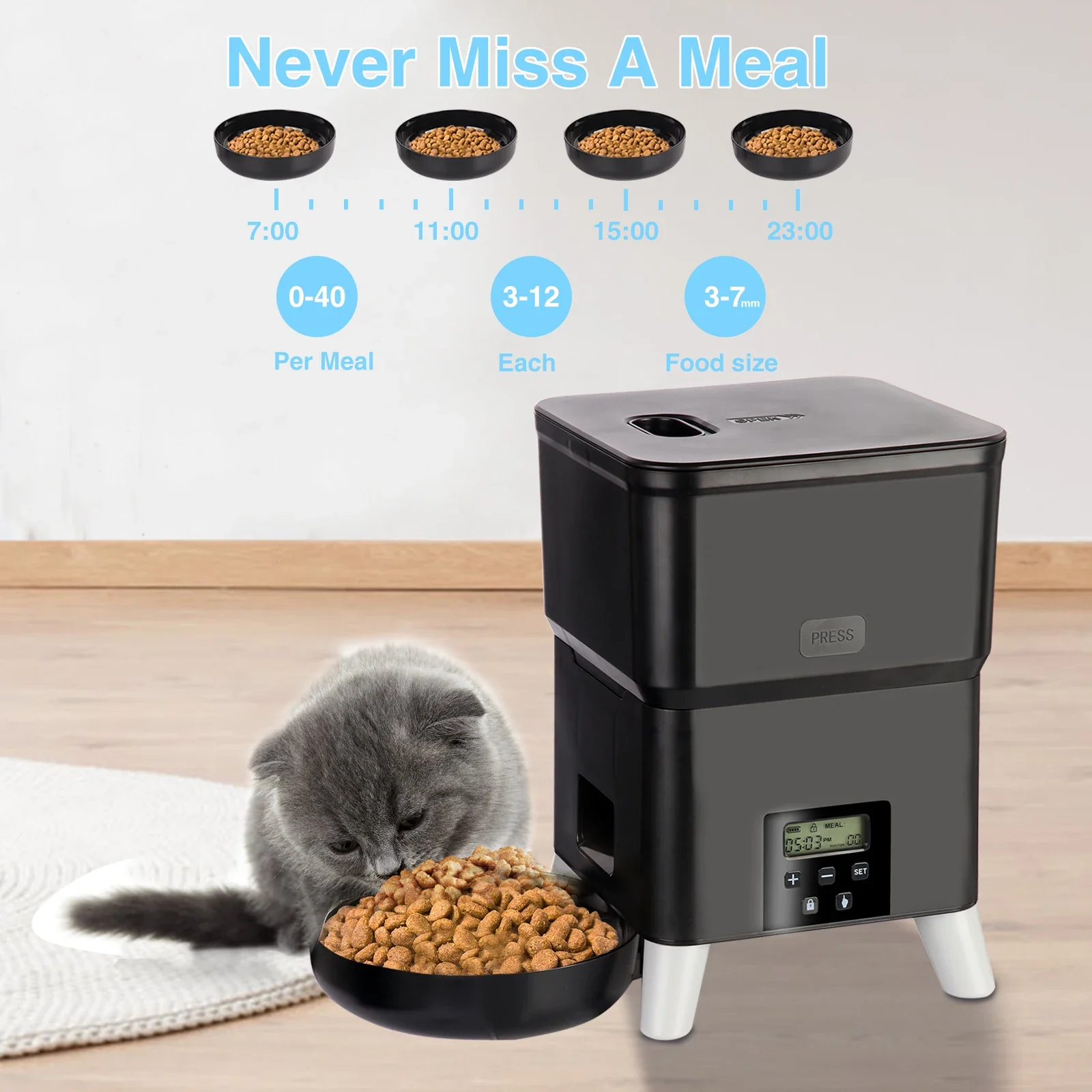 Luxury 2L Smart Programmable Cat Feeder with LCD Display Voice Recording Enhanced