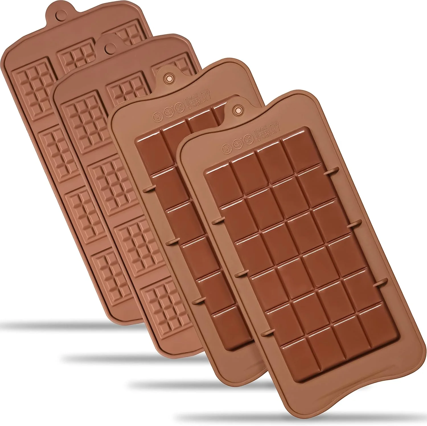 Top-Quality Anaeat Silicone Break Apart Chocolate Molds Set of 4 Flexible Non-Stick Silicone Candy Protein and Energy Bar Molds for Mini Rectangle Chocolates Advanced