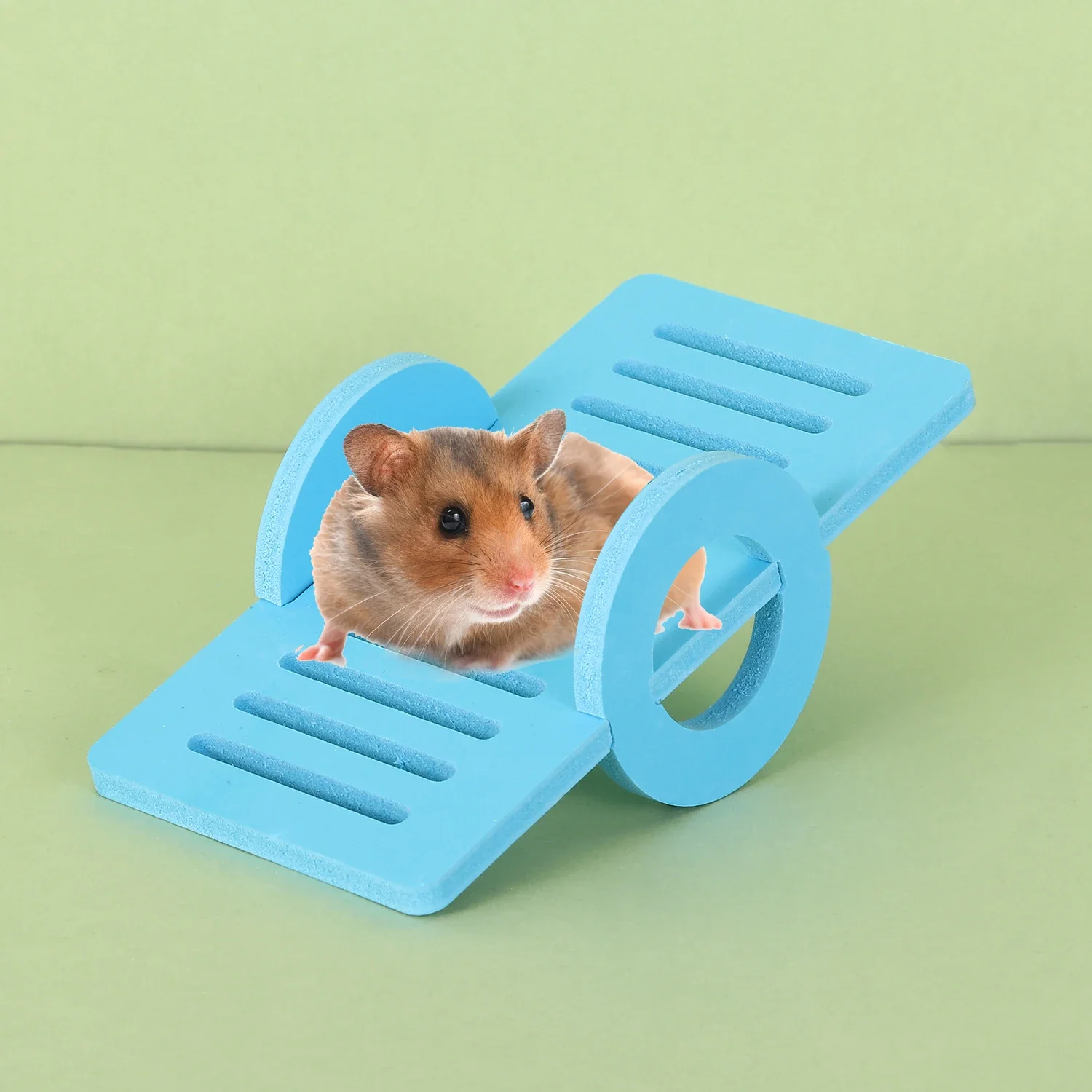 Functional Wooden Hamster Play Set — House Bridge Swing Seesaw Sophisticated