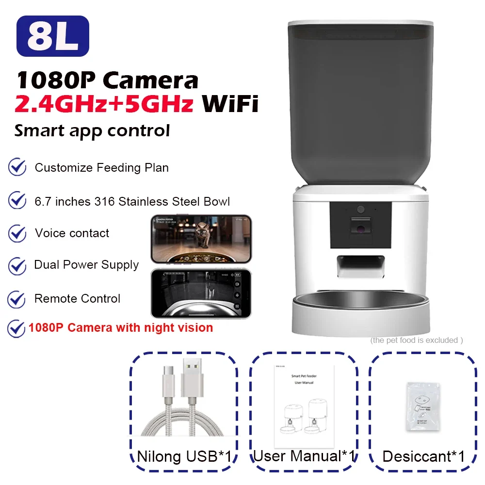 Pure Smart Cat Feeder with Camera — 1080p WiFi Auto Feeder Pet Monitor Original Design
