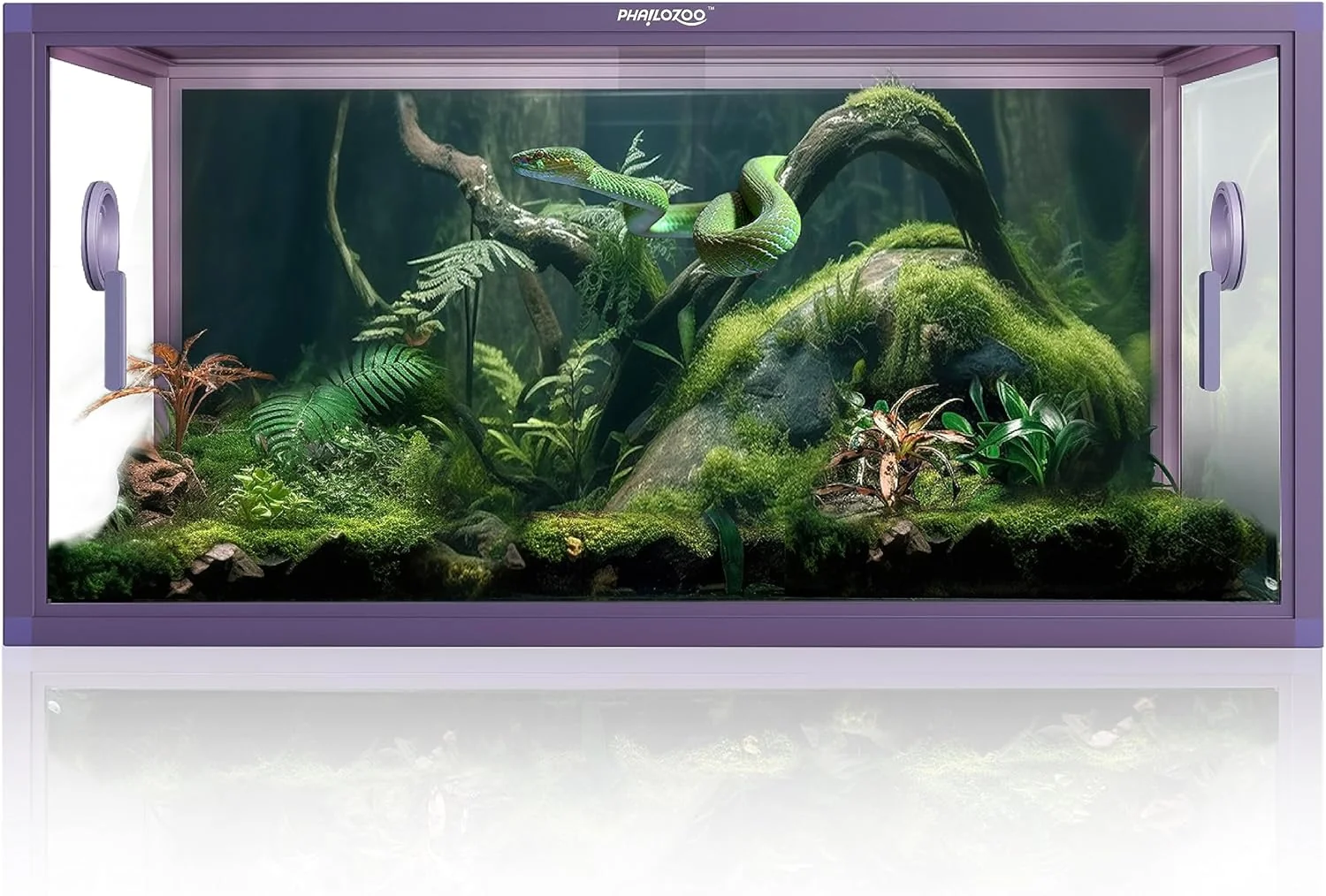 Sustainable 50 Gallon Bearded Dragon Tank Reptile Enclosure for Easy Maintenance Front Opening Reptile Tank with Top Screen Ventilation Glass Sliding Door 36''x18''x18'' Traditional