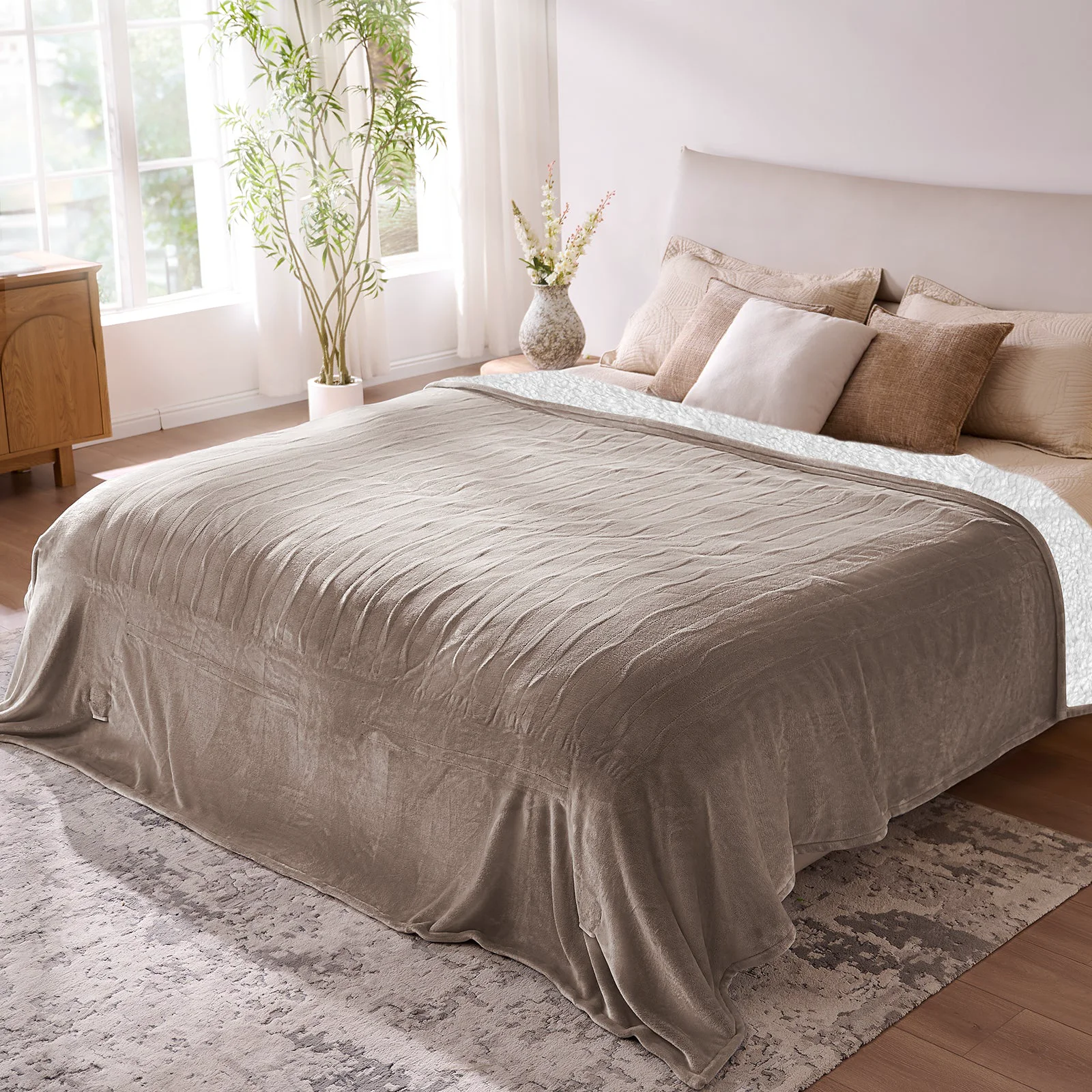 Selected Electric Blanket 90 x 100 King Size Heated Blanket with Dual Control Double-Sided Flannel Heating Blanket 10 Hour Auto-off 9 Heat Settings Machine Washable Flexible