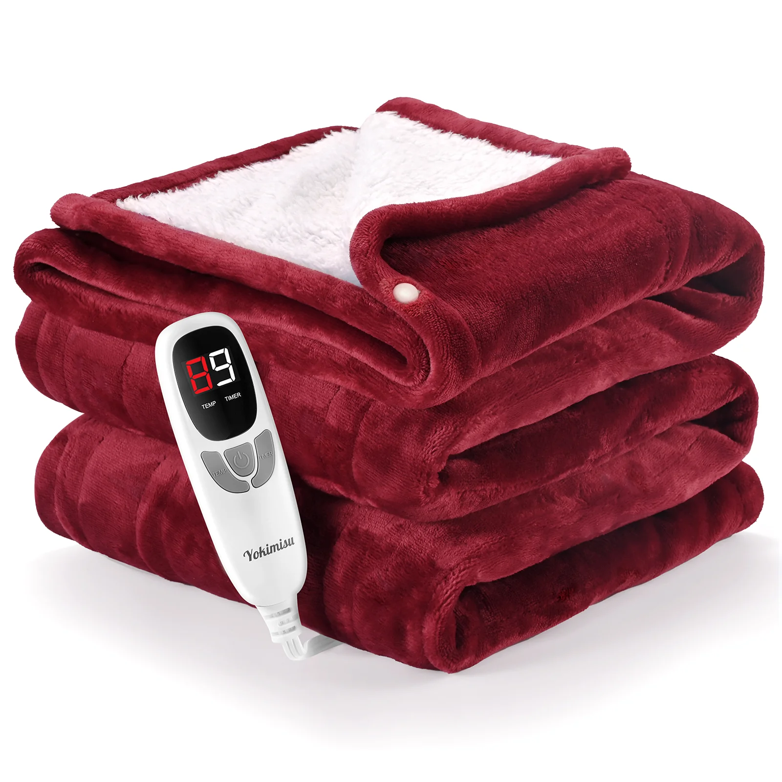 Genuine Ocuuziisu Electric Heated Blanket Throw Blanket 50 x 60 Flannel and Sherpa Electric Blanket with Buttons 9 Heating Levels Auto-off Machine Washable Detailed