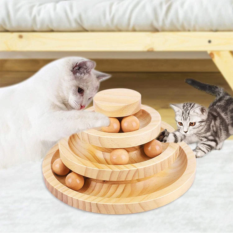 Unique Wooden Multi-Layer Cat Turntable Toy Innovative
