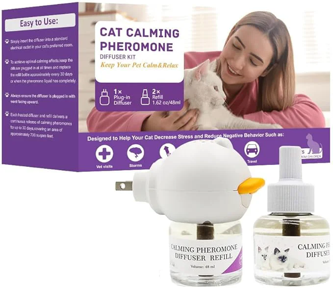 Convenient Cat Calming Diffuser Kit with 2 x 30-Day Refill Premium Cat Pheromones Calming Diffuser for Stress Natural Anxiety Relief for Cats Stops Scratching Urine Spraying Safe for Multi-Cat Homes 2 Count About This Reliable