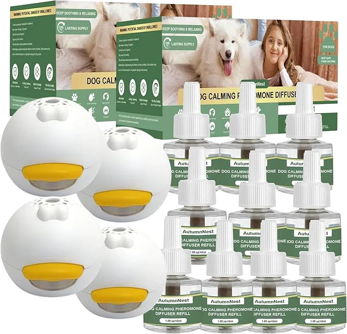 Dependable 14 IN 1 Dog Calming Diffuser Kit with Night Light 4 Plug-in Diffusers 10 Refills 48ml Each New Formula Pheromone for Dogs Anxiety Relief Stop Barking Reduce Stress 300 Days SupplyAbout This Long-Lasting
