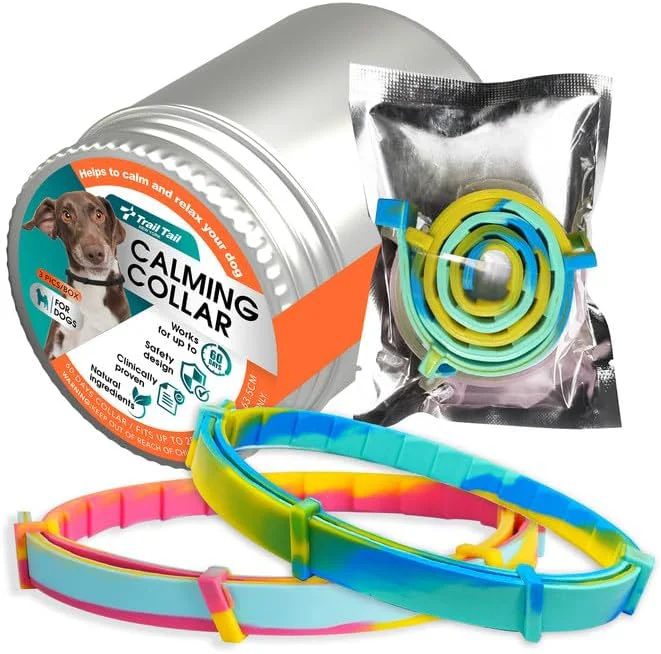 Superior Calming Collar for Dogs – Fast-Acting Lasts 60 Days Choke- Design Pheromone-Infused for Anxiety Stress Relief – Dog Pheromone Collar for Small Medium Large Dogs 2Aurora 1Rainbow 3 Pack About ThisOverview Contemporary