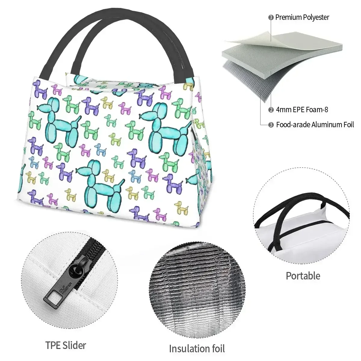 Powerful Colorful Dog Lunch Cooler Bag variety Recyclable