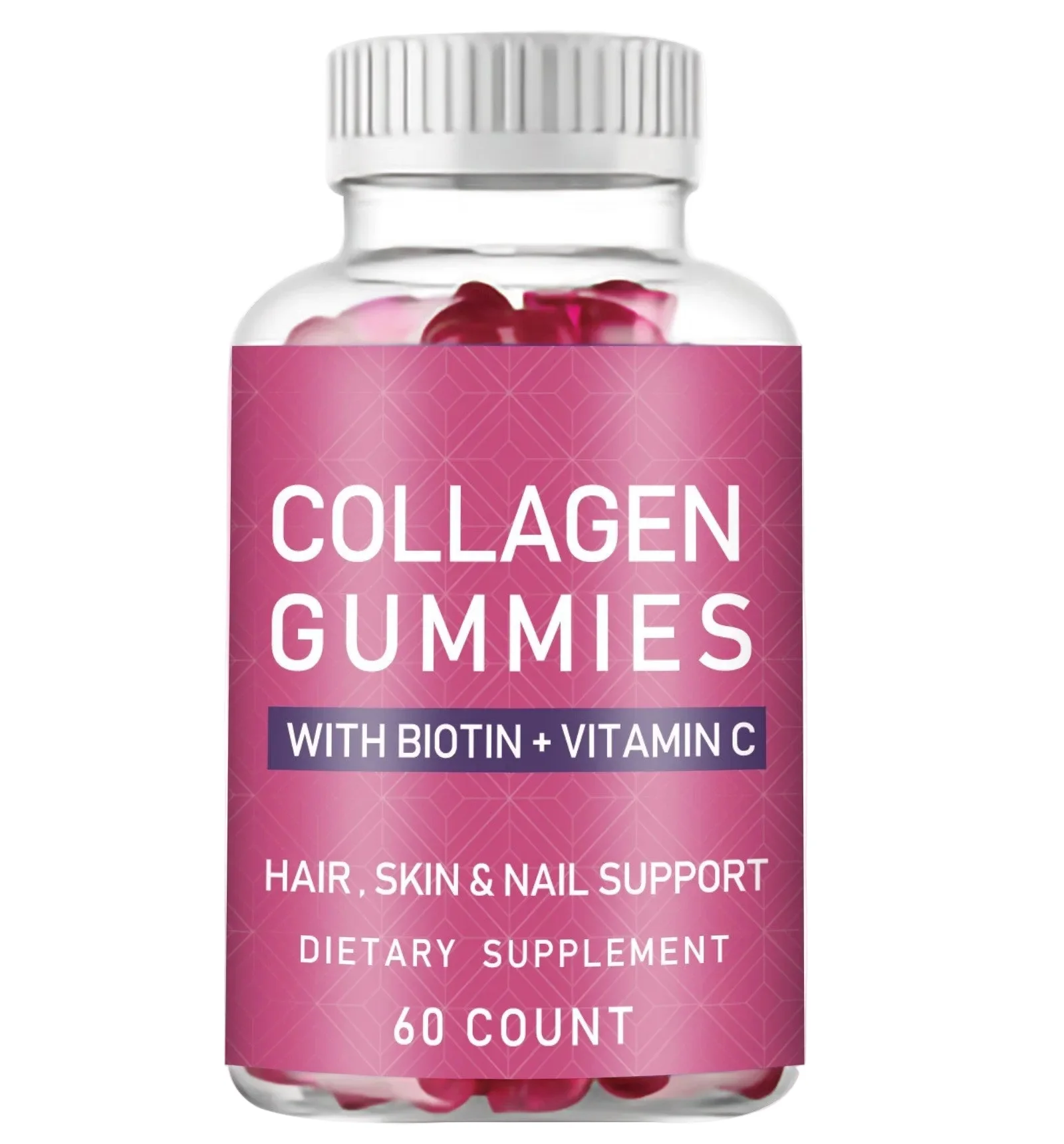 Environmentally Friendly Collagen Gummies with Biotin Vitamin C – Hair Skin Nail Support 60 Count Dietary Supplement Recyclable
