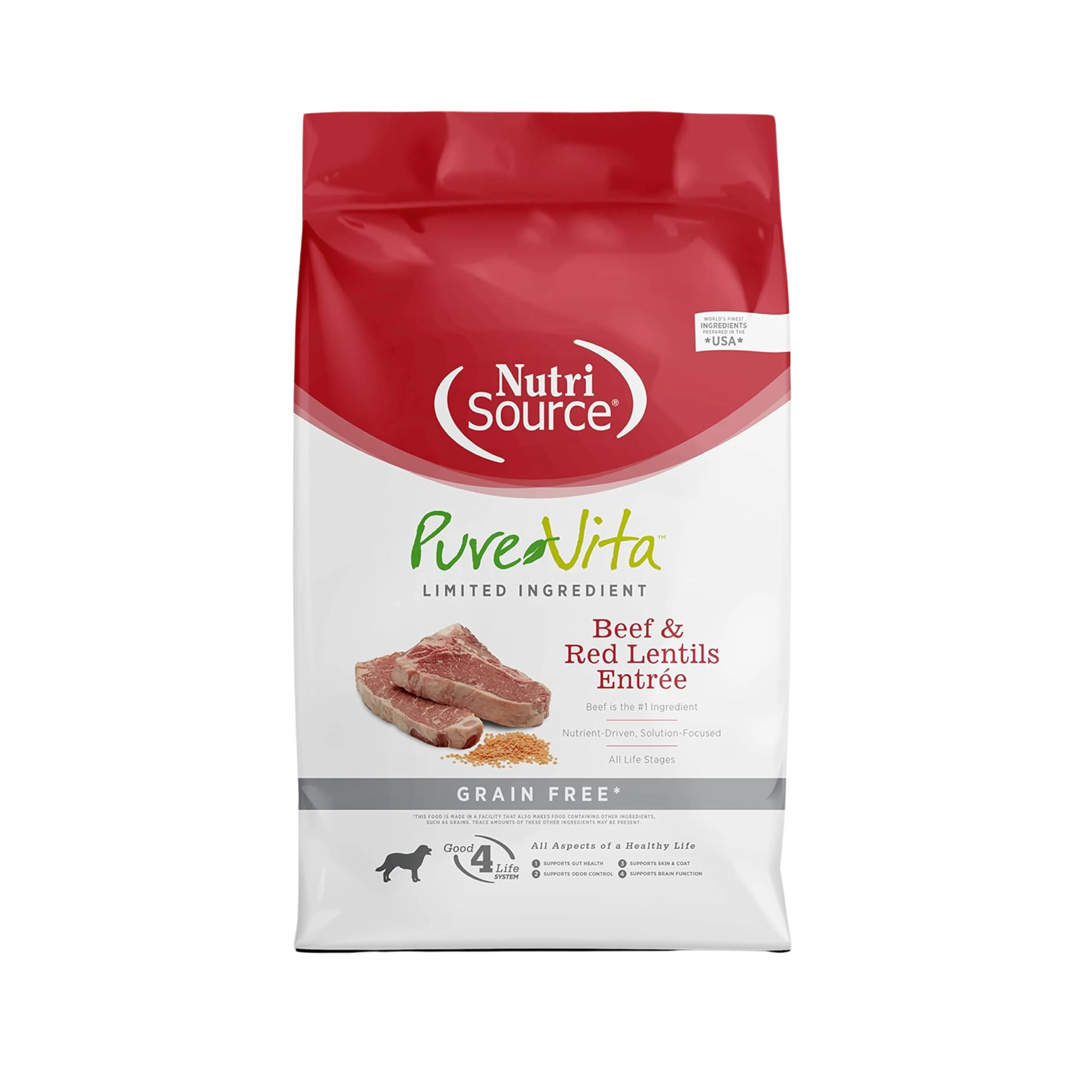 Unique NutriSource PureVita Beef Red Lentils Entrée Dry Dog Food Smart