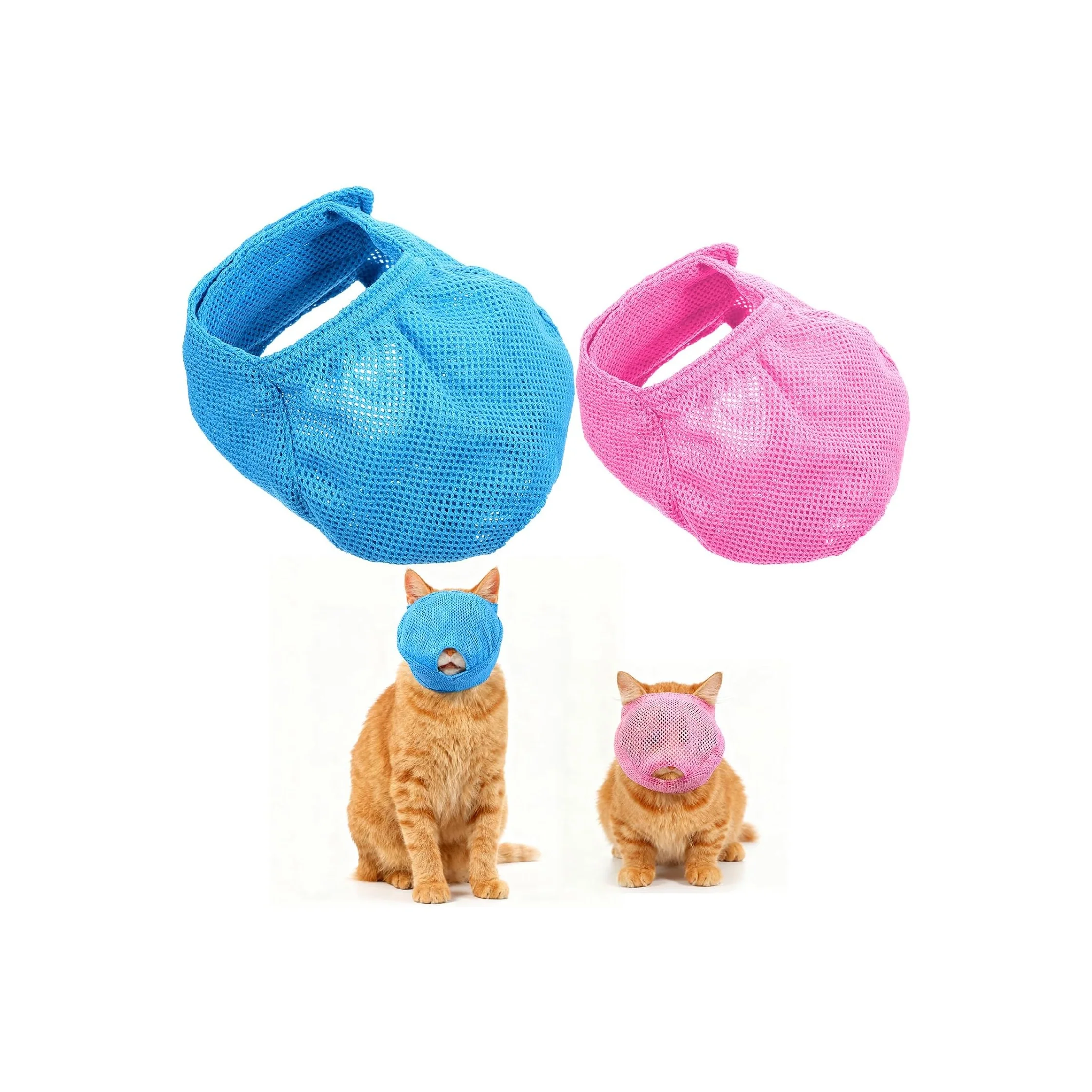Effective 2Pcs Cat Muzzles Breathable Mesh Muzzles with Soft Mesh Covered Cat D Excellent