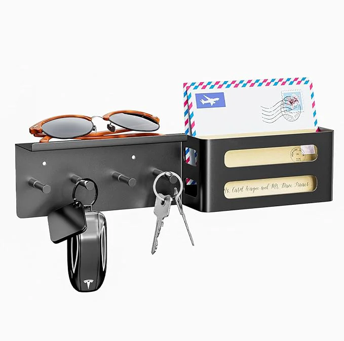 Specialty Key and Mail Holder for Wall Key Hooks Rack Hanger Organizer Wall Mount with Small Shelf Metal Entryway Living Room Storage Decor for Coat Purse Bag Wallet Dog Leash WhiteAbout ThisOverview Exclusive