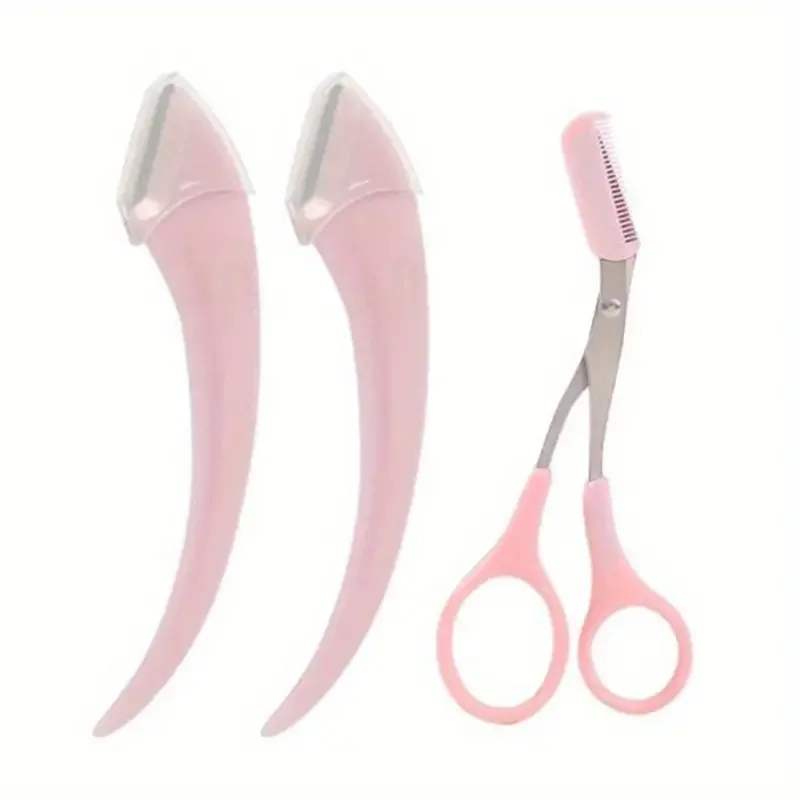 Soft Eyebrow Trimmer Set – Curved Eyebrow Razor Scissors Comb Easy Beauty Tool for Beginners Casual
