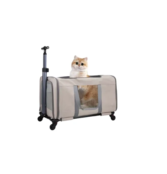 Clean Cat Trolley Carrier for 2 Cats Large Pet Transport Box with Wheels R Reliable