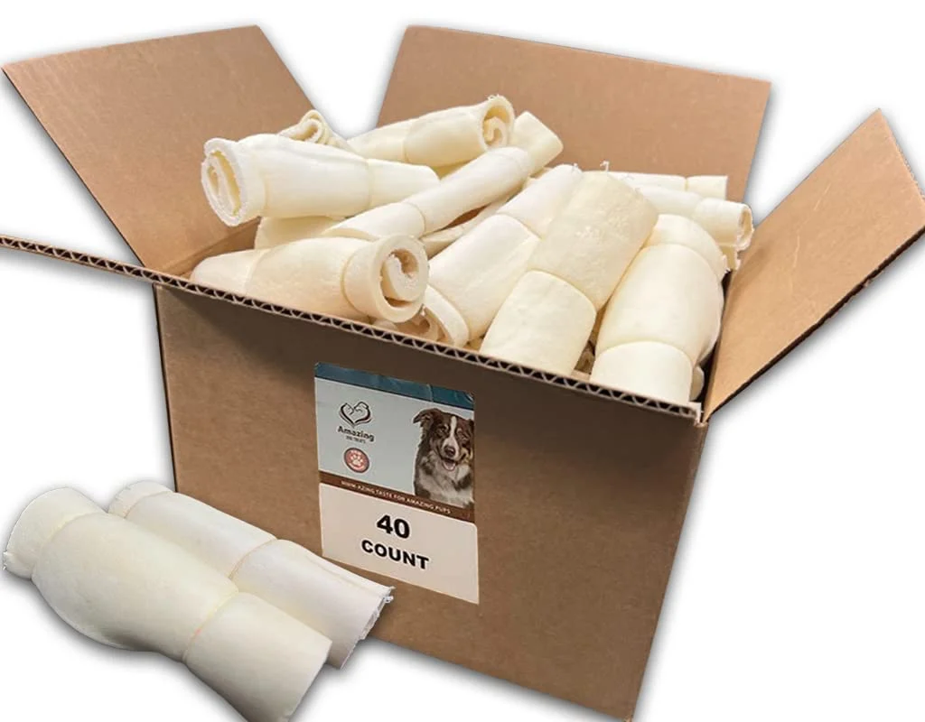 Premium Material Dog Treats Beef Cheek Rolls 6-inch Regular – 40 Pcs Bulk Safe Rawhide for Power Chewers Contemporary