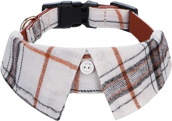 World-Class Faleela Cotton Plaid Shirt Style Dog Collar Soft Cute Boy Dog Collar Breathable