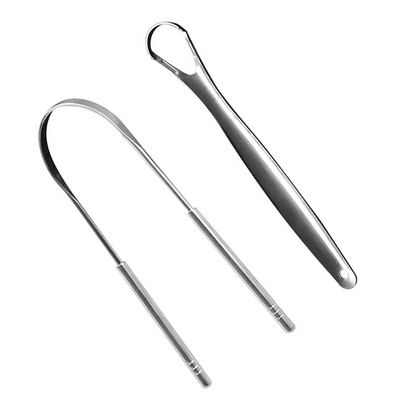 Advanced 2Pcs Tongue Scraper Stainless Steel Tongue Cleaner Oral Care Hygiene Scraper Dental Oral Care Hygiene Health Care Tool Specialty