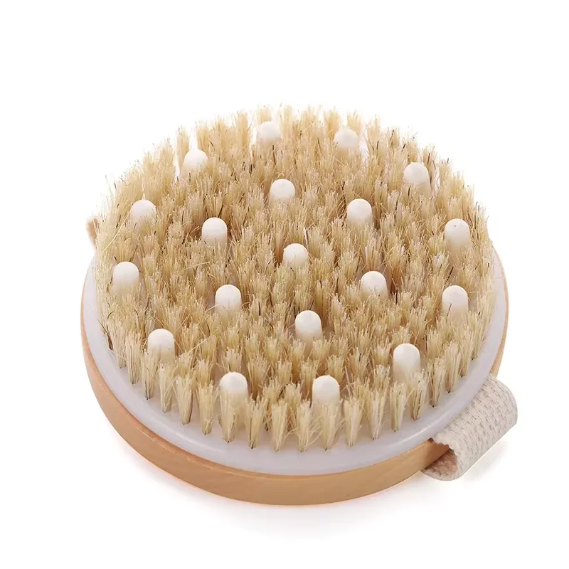 Verified 2 In 1 Dry Skin Body Brush Natural Bristle Dead Skin Remover Anti Cellulite Exfoliates Blood Circulation Health Massage Tools Breathable