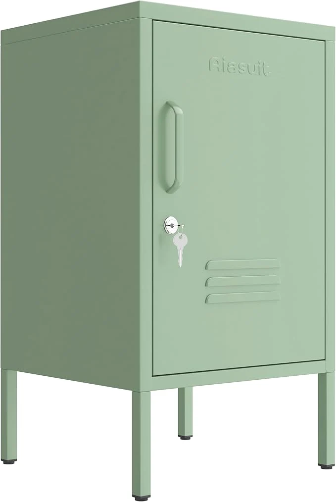 Authentic Single Door Lockable Metal End Table 2-Tier Storage Cabinet with Adjustable Shelf Easy Assembly Side Table for Living Room Bedroom Home Office Green 28 H x 13.8 W x 15 DAbout ThisOverview Elite